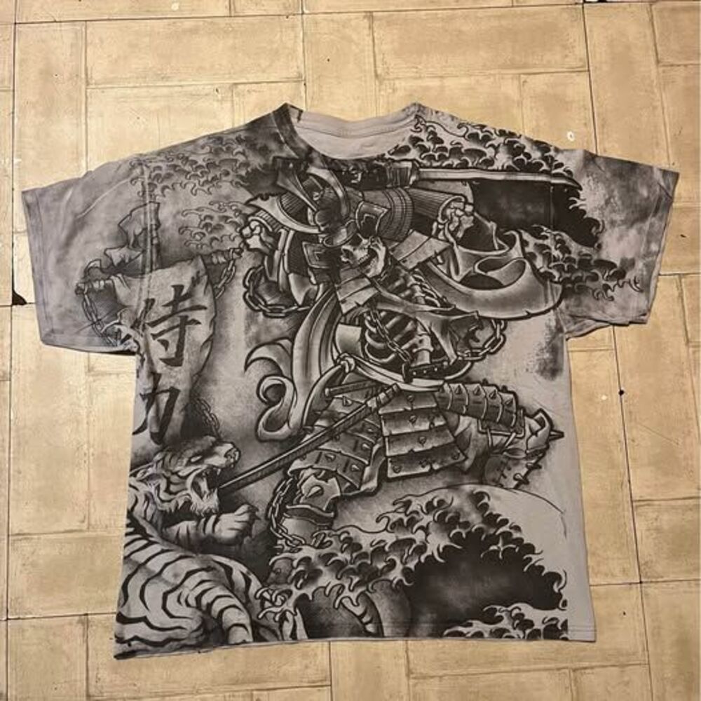 Y2K grunge style gray graphic Tshirt size XL